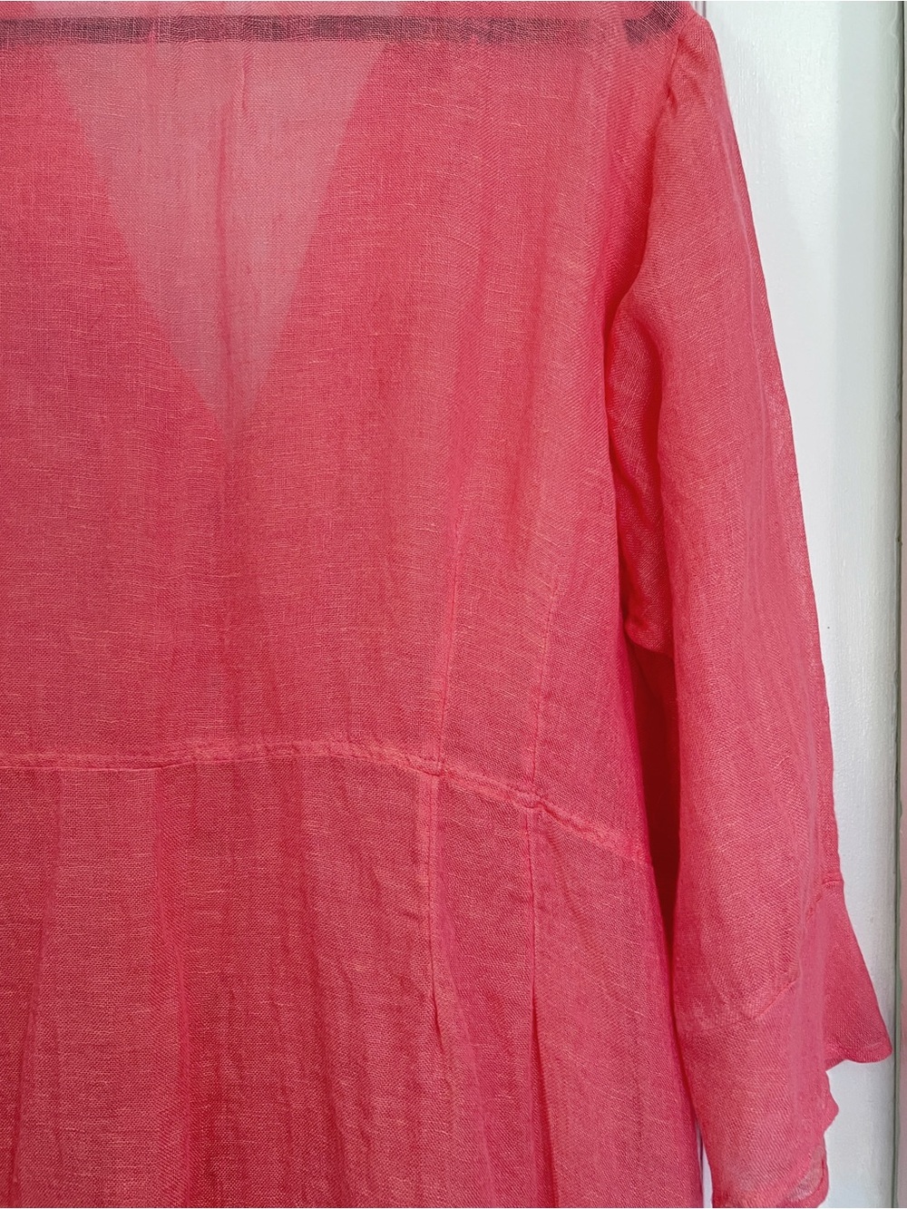 Eileen Fisher Coral Linen Tunic Duster Top Gauze 3X - Picture 8 of 9